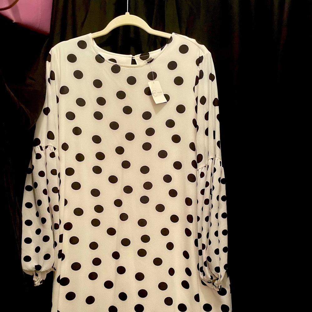 White  black polka dot dress